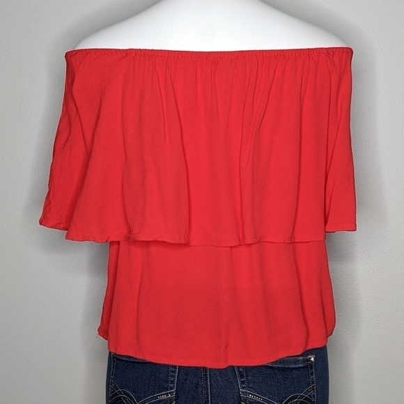 Anthro Holding Horses Maya red off the shoulder blouse S - Picture 3 of 6
